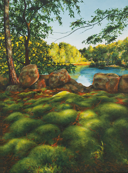 Weston Pond Painting in Spring, Holliston MA
